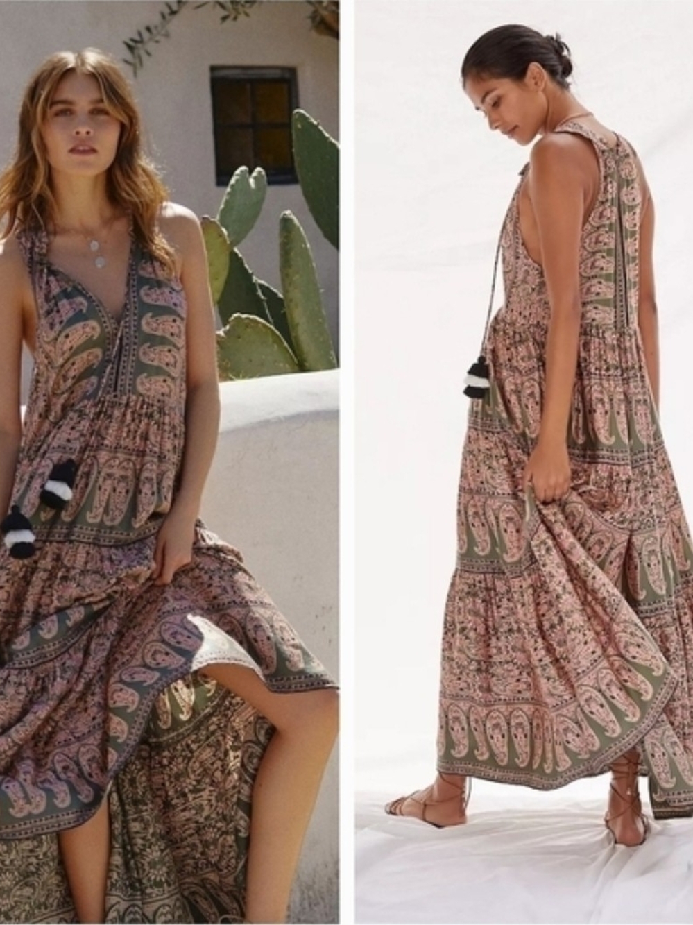 Omika Paola Trapeze Swing Tiered Maxi Dress Size XS